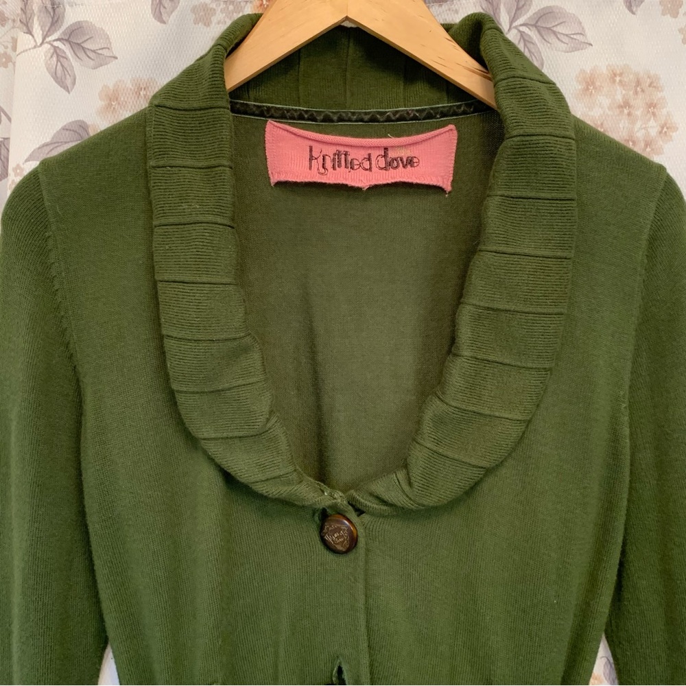 Anthropologie Knitted Dove Emerald Green Cardigan Sweater - Picture 2 of 13